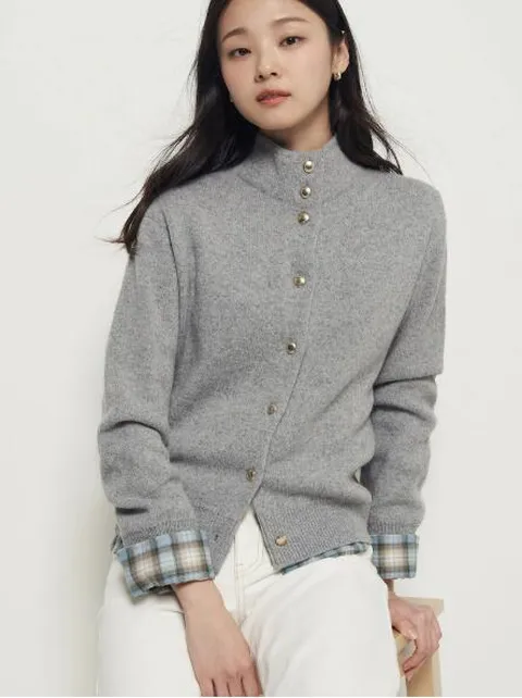 [현대백화점] [빈폴레이디스](BF5X5AC062) 알파카 혼방 터틀 카디건 - 라이트그레이 +할인쿠폰