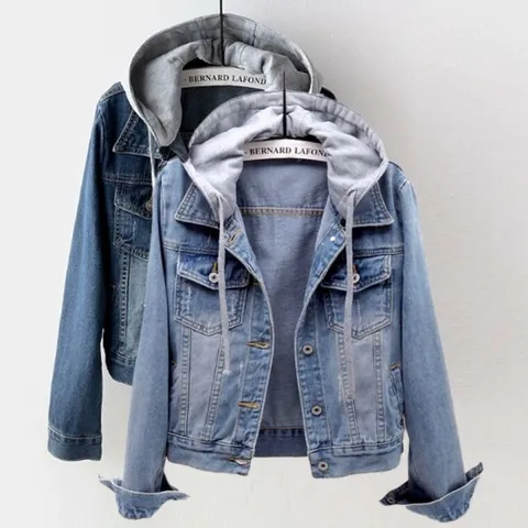 봄점퍼 자켓 재킷 잠바 아우터 여성청 후드 데님 탈부착 스타일리쉬 모자