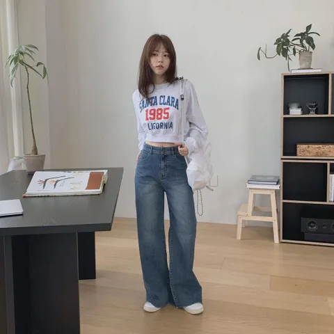 |KMT98DD|여성용 루즈핏 크롭 맨투맨 컬러 글씨 디자인