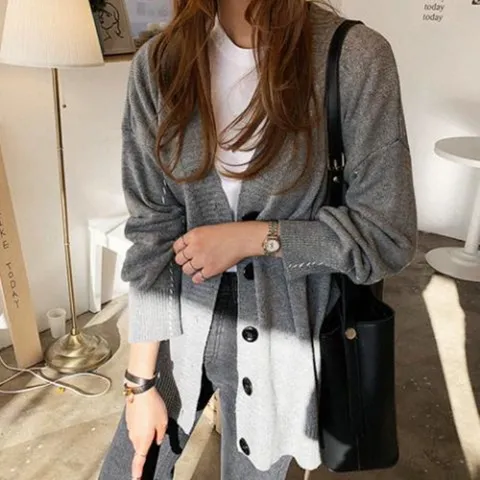 가디건 카디건 CD 빅사이즈 G93600 소매 줄 포인트 루즈핏 가능