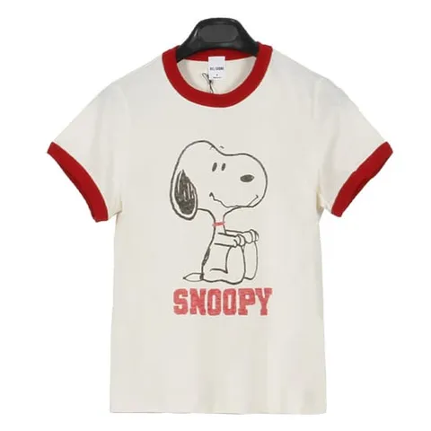 리던 여성 60S 슬림 링거 스누피 티셔츠 02402WSRT002 VINTAGE WHITE/CRIMSON [RDC014]