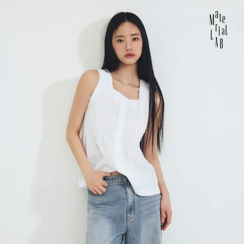 머티리얼랩 26SS 핀턱 슬리브리스 블라우스 - 현대Hmall
