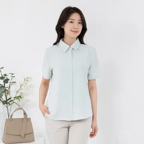 엄마옷 모슬린 엄마옷 베이직 무지 반팔 카라 블라우스 613HJK444 중년여성/50대/60대/70대/빅사이즈/할머 +할인쿠폰