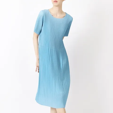 [현대백화점] [7번][요이츠]라운드 이중주름 반팔 롱 플리츠 원피스_YG05PQO01