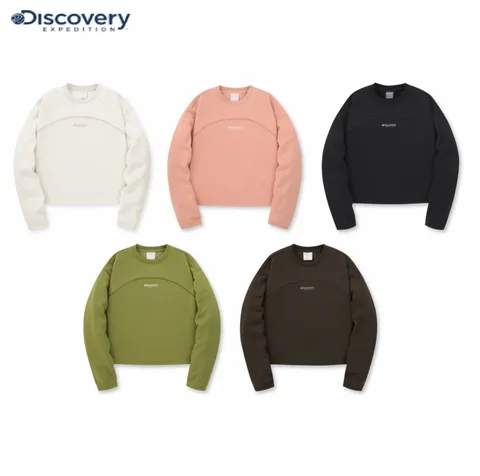 [현대백화점] [디스커버리] (DWMT91046) 여성 세미크롭 기모 맨투맨 티셔츠