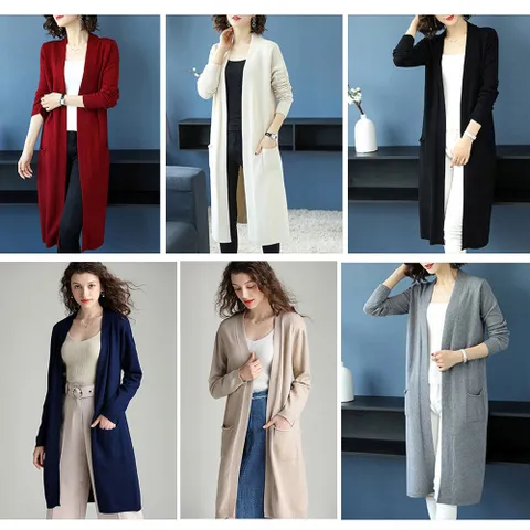 여성용 멋스러운 긴팔니트 롱가디건 간절기 데일리룩