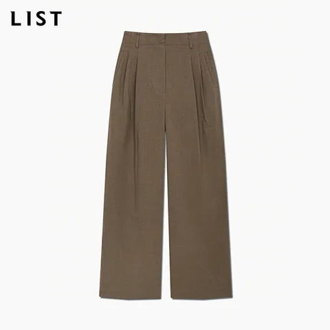 [본사공식] LIST 백 밴딩 투턱 와이드 팬츠_TWWSLP82100_DB +할인쿠폰