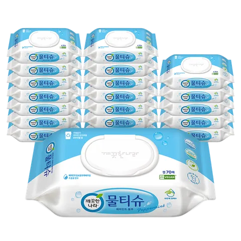 깨끗한나라 페퍼민트 물티슈 캡형 70매 총20팩