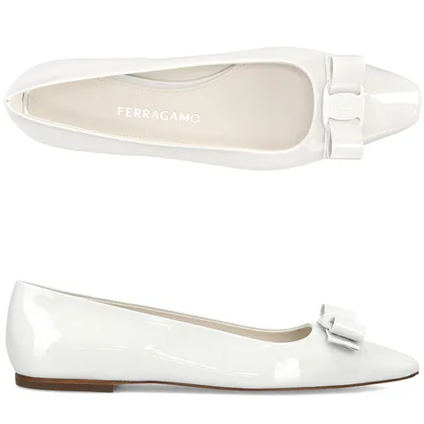 [페라가모] 보우 로고 ANZ 1 BIANCO OTTICO 763717 플랫슈즈 구두 +할인쿠폰