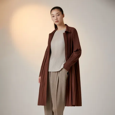 [플리츠미] 크리즈 셔츠 카라 집업 트렌치 롱 자켓_PPJKF024011 +할인쿠폰