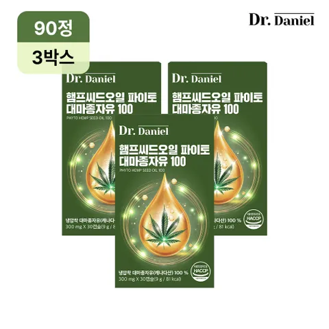 닥터다니엘 햄프씨드오일 파이토 대마종자유 100 (300mg x 30캡슐) 3박스