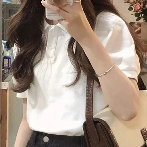 반팔티셔츠 여름 민소매 여자 카라티 베이직 화이트 카라 티셔츠 +할인쿠폰