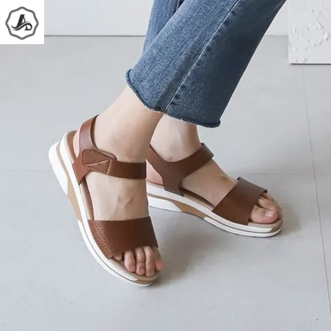 [애슬릿] 여름 샌들 펀칭 스트랩 찍찍이 발 편한 웨지 +할인쿠폰