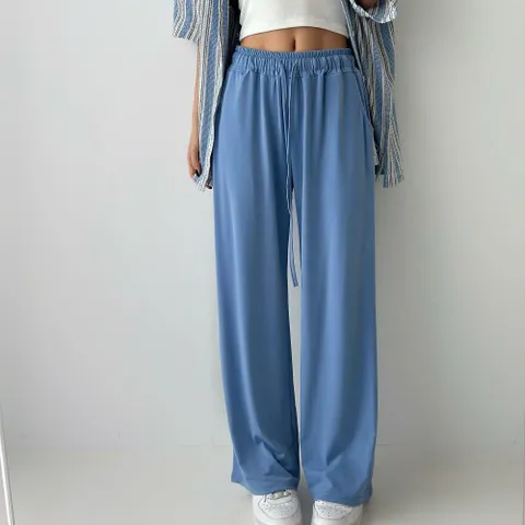 여자 소프트핏 고무줄 여름원단 일자와이드 실내복 바지_3