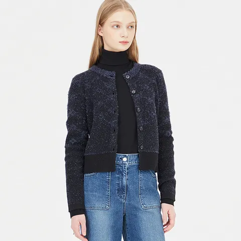 [우수고객전용] [시슬리] 필름 메탈사 다이아 니트 가디건_SAKC05411BK