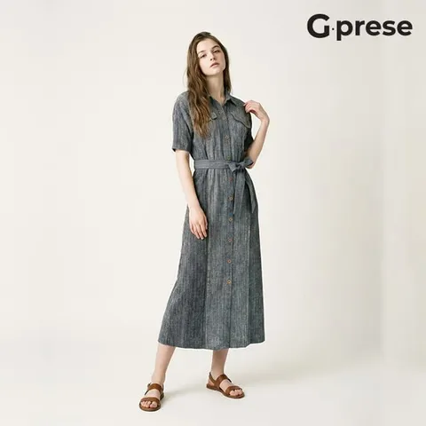 [ ★현대홈쇼핑 단독/한정수량 에디션★][G.prese] 지프레세 26 데님라이크 플리츠 원피스 +무이자6개월