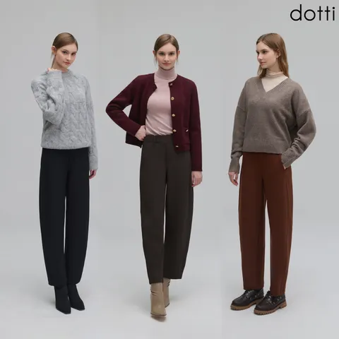 [도티 dotti] 도티 25FW 여성 사방스판 기모 본딩 배럴 팬츠 3종 (PNBW) +무이자3개월