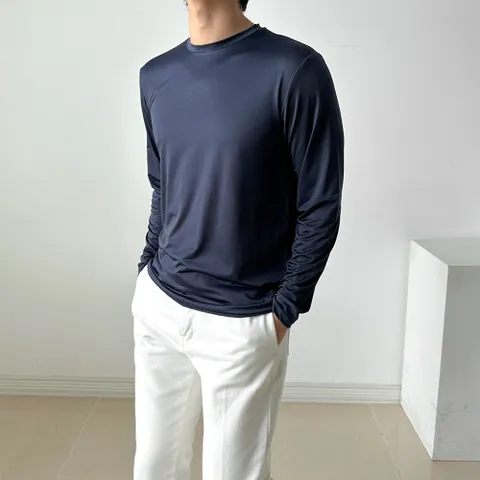 남성용 여름용 쿨 라운드 긴팔 티셔츠 여름티