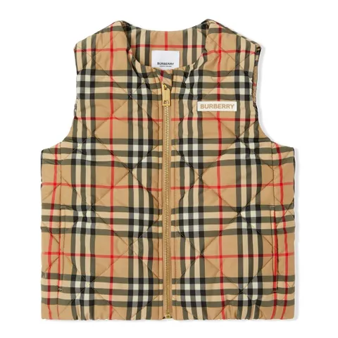 [버버리] 22FW 키즈 여성 로고 빈티지 체크 퀄팅 조끼 8053908 +할인쿠폰