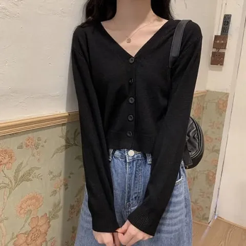 여성용 간절기 필수 크롭 긴팔 가디건 카디건 +할인쿠폰