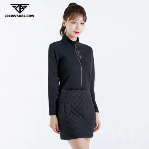DOWNBLOW 여성용 반집업 퀄팅 패딩 골프 원피스 FW