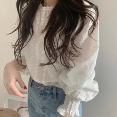 아트박스/블카마켓 페미닌 프릴 플리츠 블라우스 화이트 셔츠 +할인쿠폰