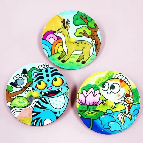 피오피스토리 우리나라 전통 민화팽이(작호도 장생도 어화도)