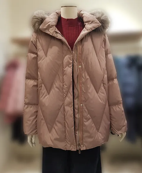 [현대백화점] 리본 후드탈부착 거위털 패딩 점퍼(RD8-Z0570)