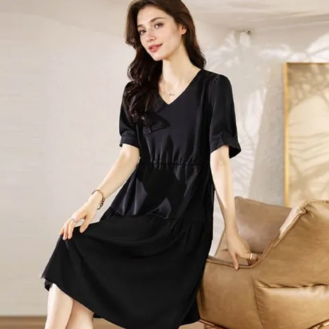 원피스 OPS 캐주얼 슬림한 바디 체형커버 데일리룩 검정