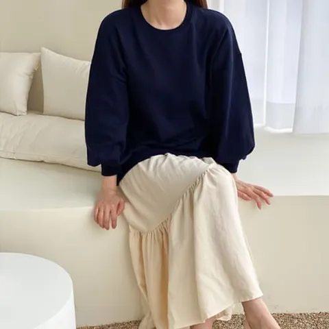 [애슬릿] 커플 루즈핏 맨투맨 레이어드 롱 원피스
