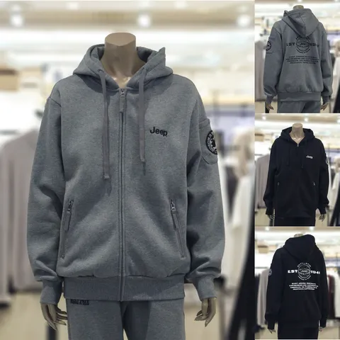 [현대백화점] [JEEP] 지프 루즈핏 소매포켓 후드집업 (JQ4TZU041) 남 여 공용 가디건 짚업 오버핏 자수 외투