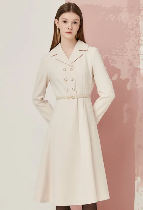 [현대백화점] JJ지고트 진주 더블 버튼 플레어 원피스 (GNBA0OP391) +할인쿠폰