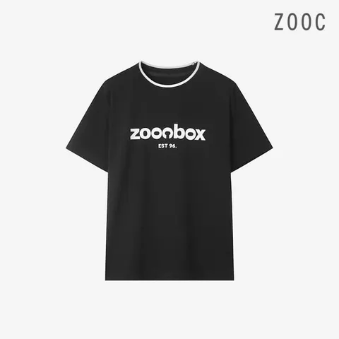 [ZOOC] 로고포인트 네크 배색 반팔 티셔츠 BK_V252PSM931 +할인쿠폰