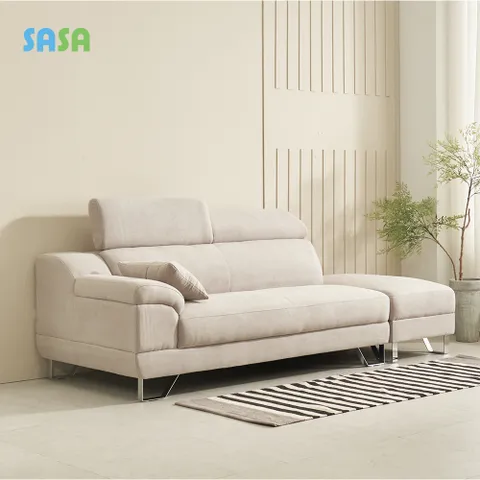 사사가구 솔리드 이지클린 아쿠아텍스 헤드틸팅 패브릭 2인소파 스툴포함