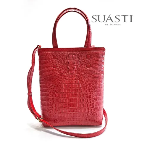 [수아스티]리얼악어 카이만 사각토트백 3칼라