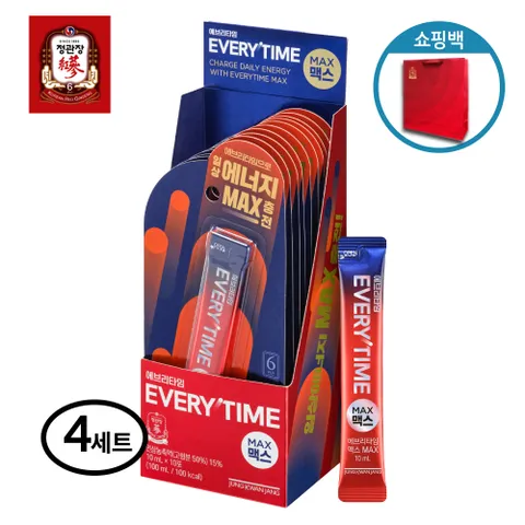 정관장 에브리타임 맥스 10ml 40개 + 쇼핑백 증정 - 인삼농축액 활력 밸런스핏 선물세트