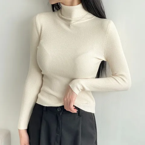 [하프클럽/다잇템]여자 FW 롱슬리브 잔골지 터틀넥 코트이너 니트