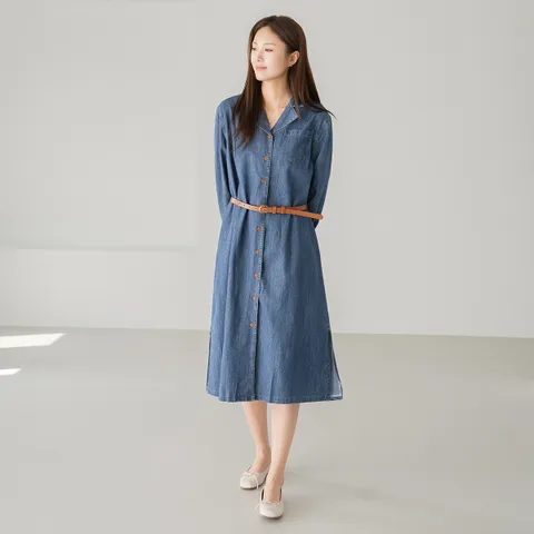 엄마옷 마담4060 원피스 중년여성 데일리 벨티드데님롱 -YOP2603002- +할인쿠폰