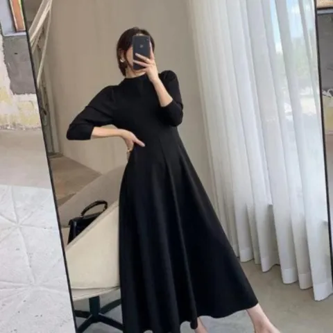 |CCO5995|여성 우아한 오피스룩 플레어 롱드레스