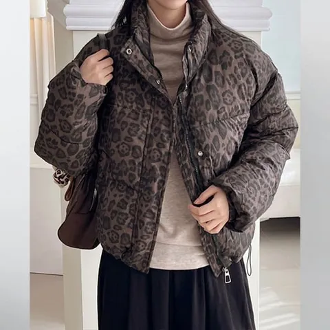 H스타일(LH)호크레오파드패딩점퍼 겨울 여성 패딩점퍼 퀼팅 누빔 자켓 아우터 - 현대Hmall
