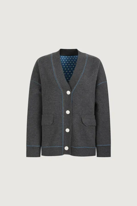 [비밀상점][LUCKY CHOUETTE] Reversible Dot Knit Cardigan - LYWCW25200GYM