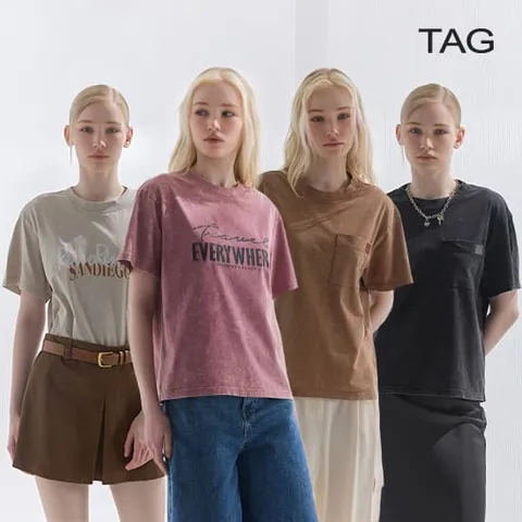 [TAG] 태그 26SS 피그먼트 코튼 100 레터링 티셔츠 4종 +무이자3개월