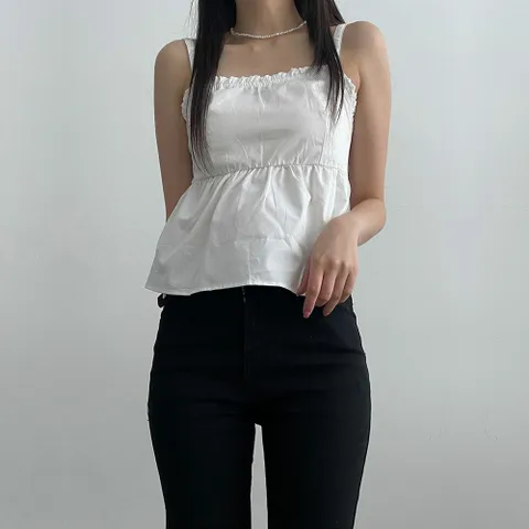 블라우스 브라우스 셔츠 긴팔 화이트 뷔스티에 여성 레이스 끈나시 티셔츠