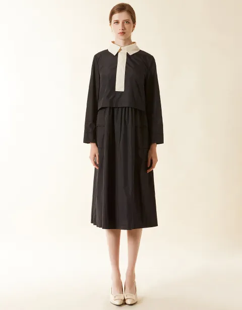 [현대백화점] [손정완] 카라 배색 셔링 원피스 ZOP3333060