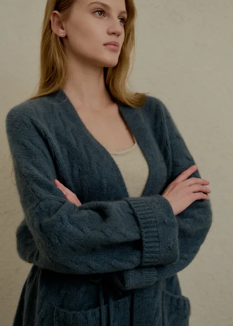 [런칭가 299000원]누캐시미어FW 라쿤캐시미어 케이블 가디건 +무이자5개월