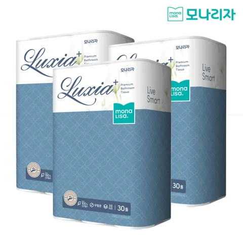 모나리자 최고급라인 럭시아플러스 3겹 25M 30롤 3개 총90롤 천연펄프 화장지 +할인쿠폰