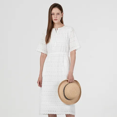 [KEITH] 코튼 펀칭 테슬 롱 원피스 KE25A1FRD1190 +할인쿠폰