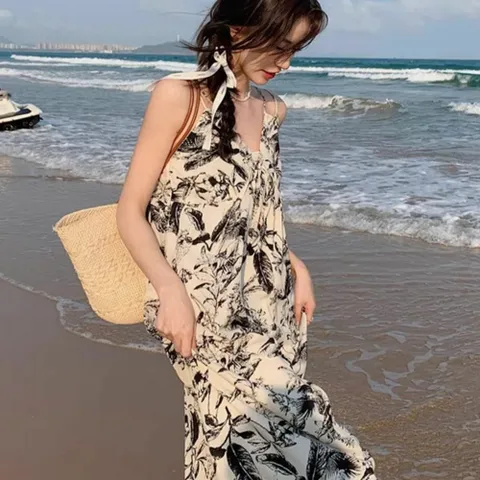 원피스 OPS 홈웨어 드레스 페인팅 플로럴드레스 휴양지 UC-0188