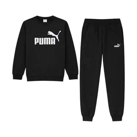 푸마 PUMA 에센셜 폴리스 기모 맨투맨 여성 아동 주니어 트레이닝 세트 운동복 런닝복 블랙 689721-01 +할인쿠폰