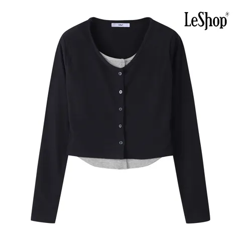 [현대백화점] [르샵] BP8KC004A 배색 레이어드 숏 가디건 +할인쿠폰